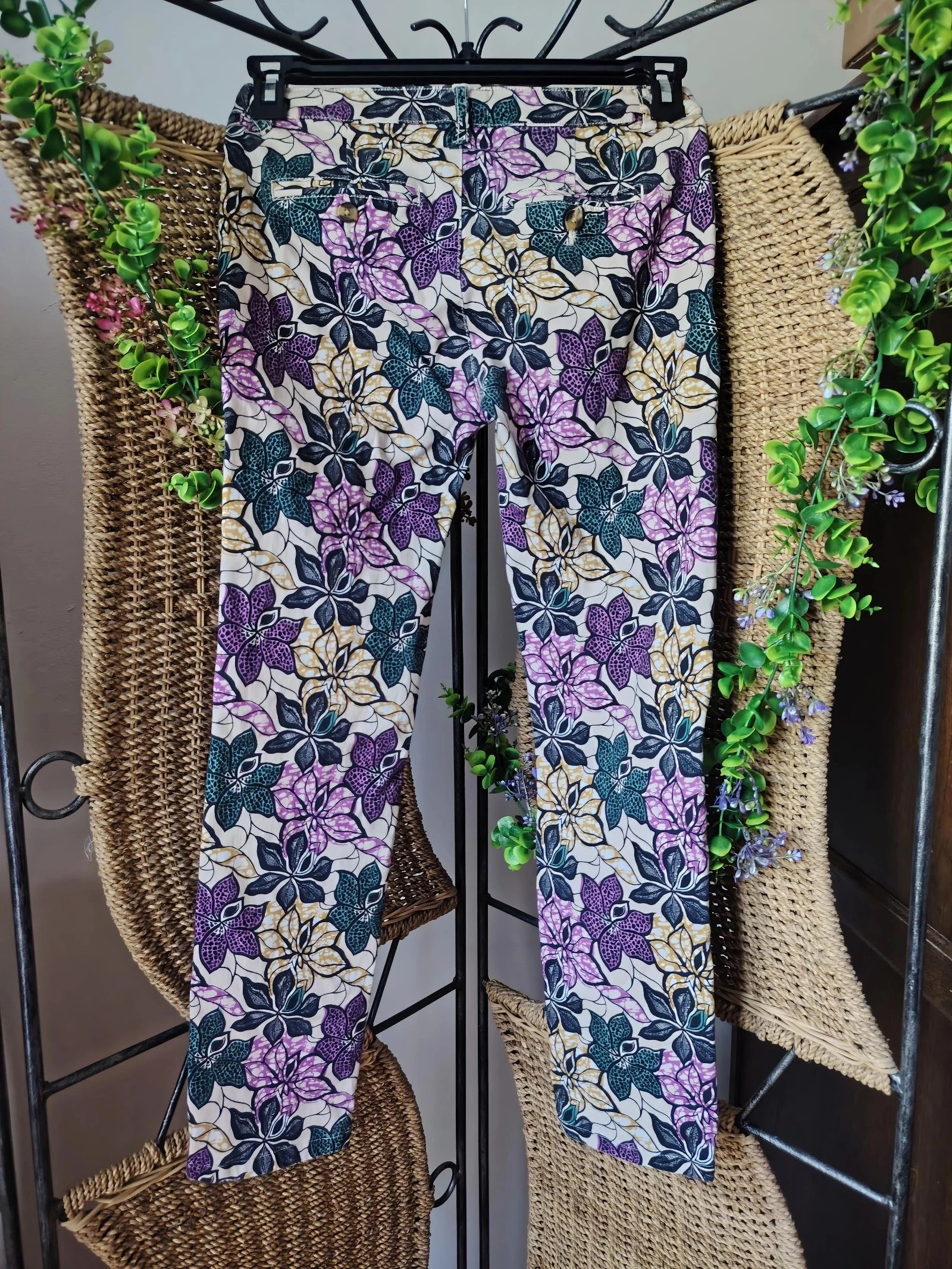 Multicolored floral jeans size 38 Lab Dip – photo 4